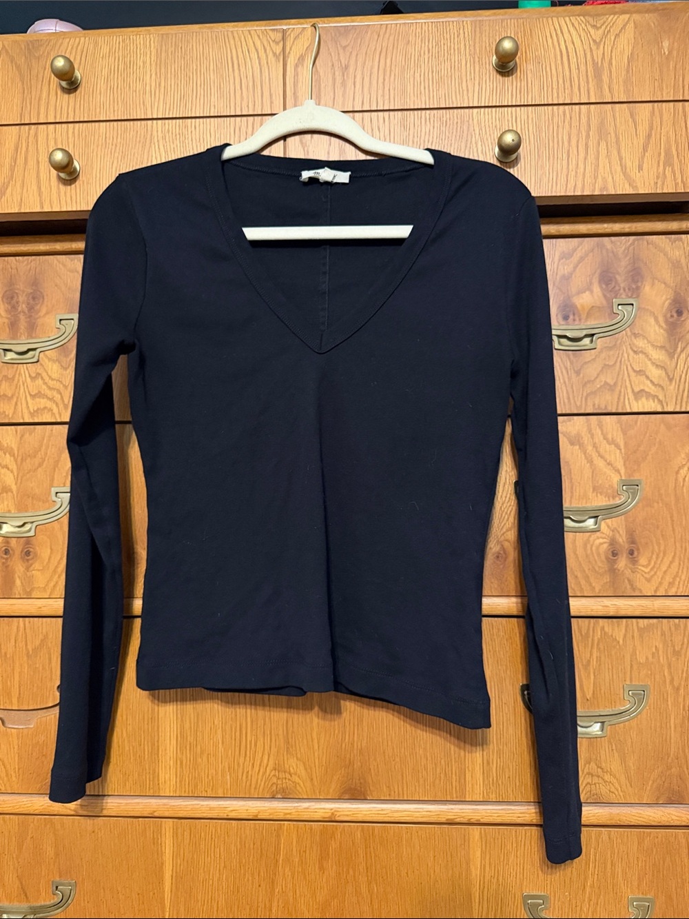 Madewell Black V-Neck Long Sleeve Top